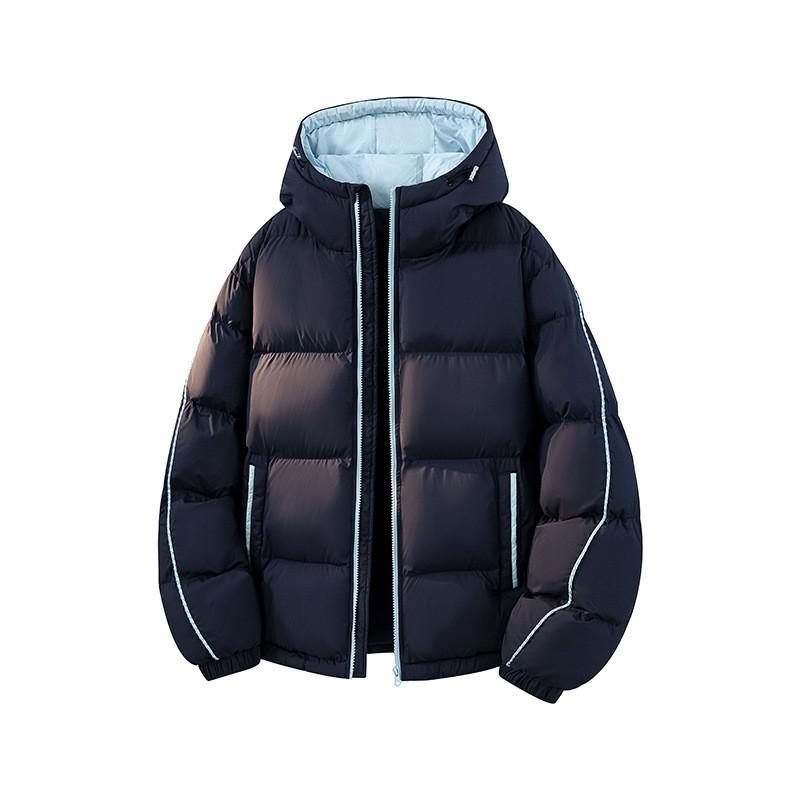 2026 Winter Thick Cotton Couple Puffer Coat Outdoor Color Block Hooded Warm Jacket Men Women