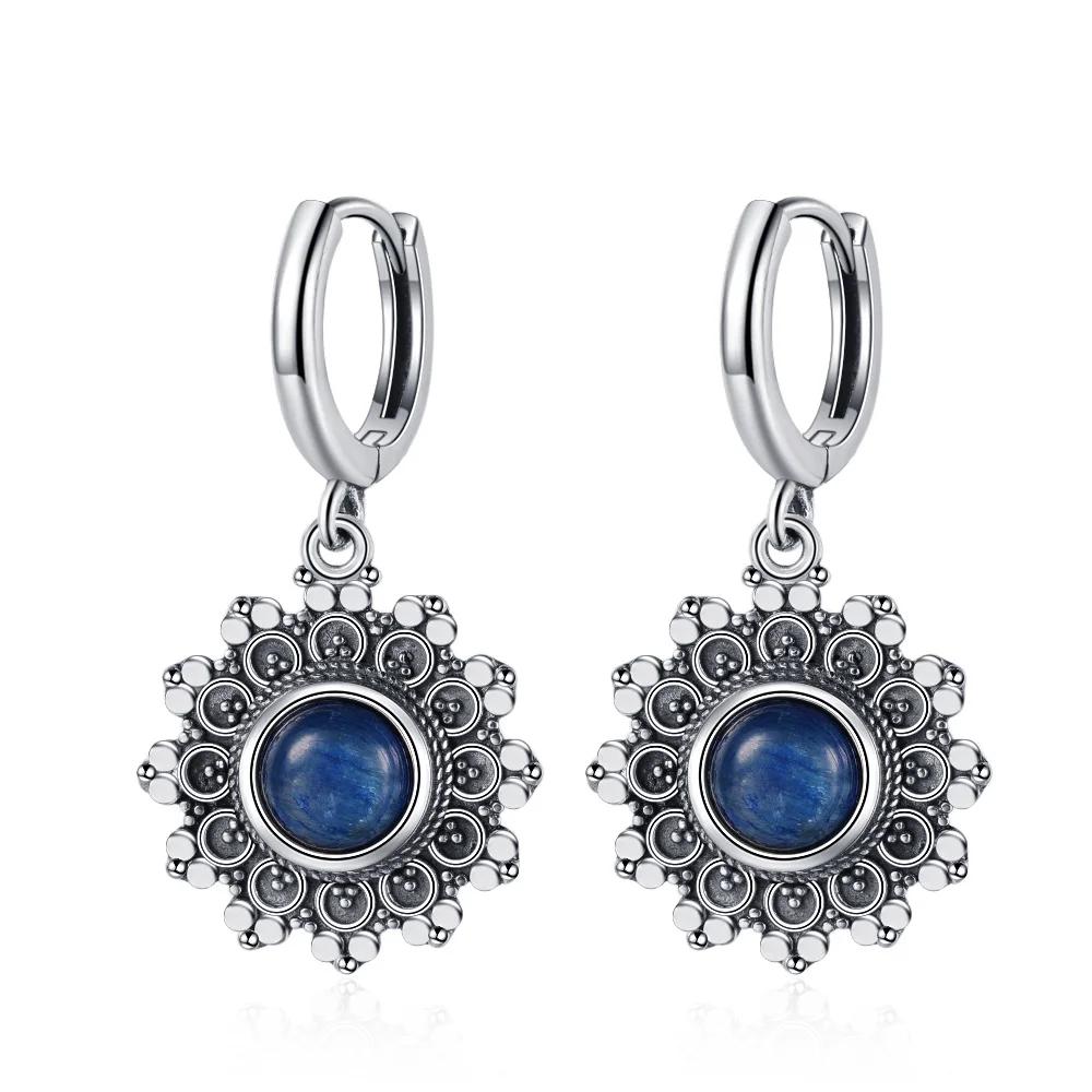 Neue Elegante Natürliche Kyanit Silber Tropfenohrringe für Damen Vintage Hochzeit Verlobung Creolen Ohrringe Geschenke