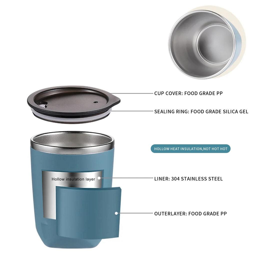 10-uncjowy kubek na wodę z pokrywką, izolowany próżniowo kubek na wodę ze stali nierdzewnej, odpowiedni do użytku w domu, kuchni i na zewnątrz, idealny do zimnych i gorących napojów