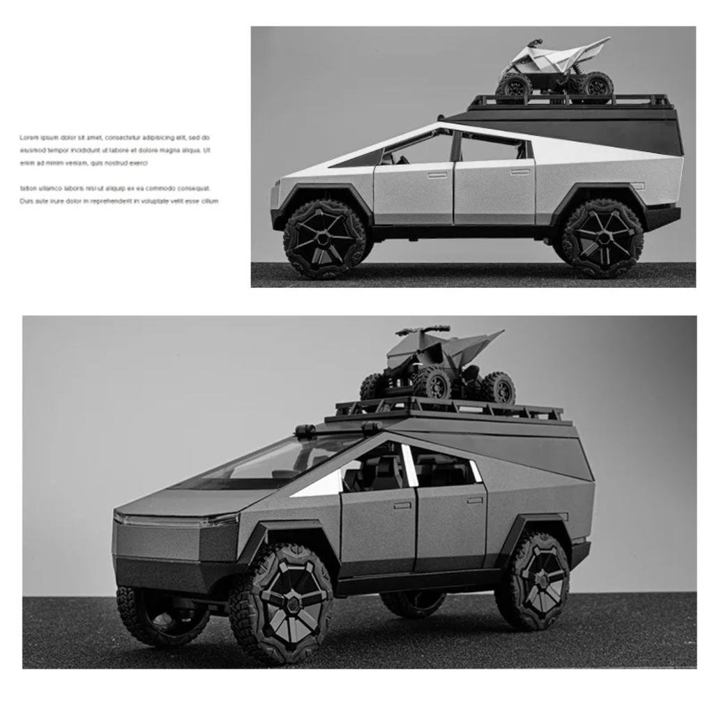 1/24 Tesla Cybertruck Camping RV Alloy Die Cast Toy Car Model Sound and Light Children's Toy Collectibles Birthday Gift
