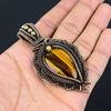 Tiger Eye Pendant, Handmade Gemstone 999 Copper Wire Wrapped Pendant Antique Jewelry, For Gift Silver Jewelry