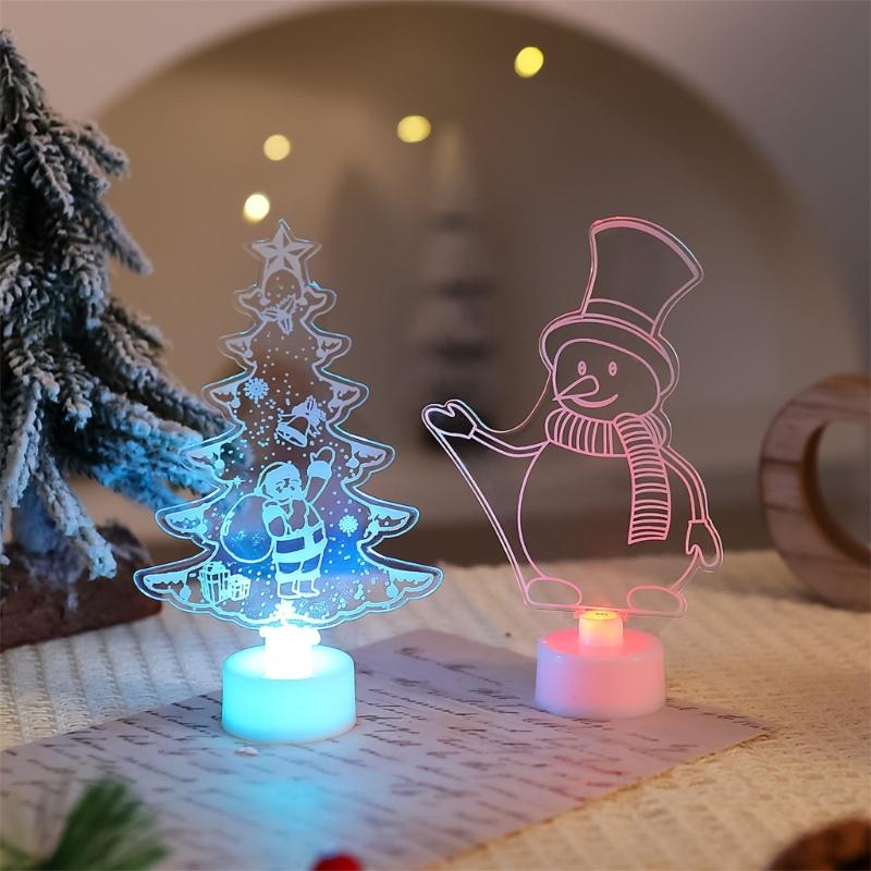 Glowing LED Acrylic Decoration Christmas Ornament Christmas Decorative Night Light For Kids Room Party Desktop Display