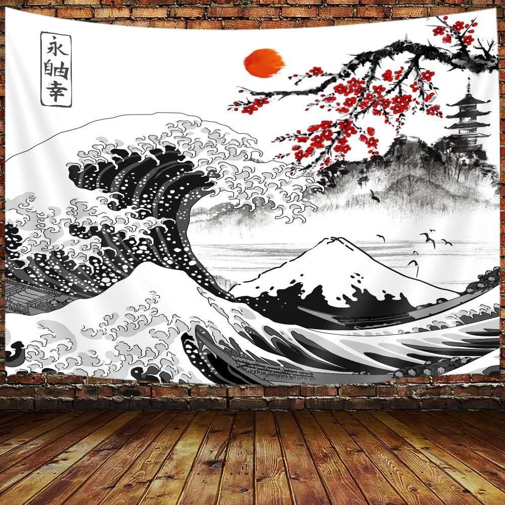 Tapestry Cherry Blossom Asian Japanese 75x100