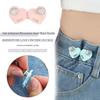 Adjustable Rhinestone Heart Waist Cincher: Detachable No-Sew Button for Easy Jeans Tightening