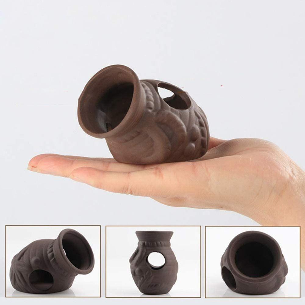Purple Clay Pottery Tank 2.5*2.5*3.14 Inches Fish Spawning Hole Durable Aquarium Decoration