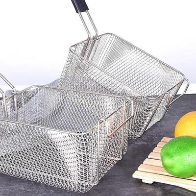 Abnehmbarer Griff Fritteuse Edelstahl Speisesieb Frittierkorb Leicht zu verstauen Antihaft Pommeshalter Haushalt