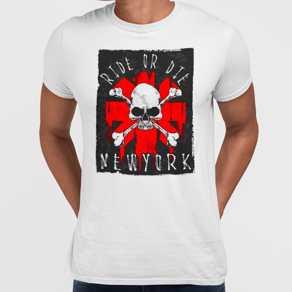 Ride or Die New York Biker Skull Shirt L