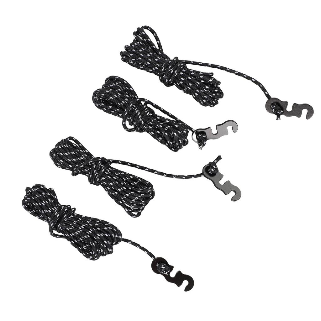 4Pcs Outdoor Camping Rope 9.8ft Nylon Wind Proof Reflective Strip Adjustable Length Tent Cord Tie