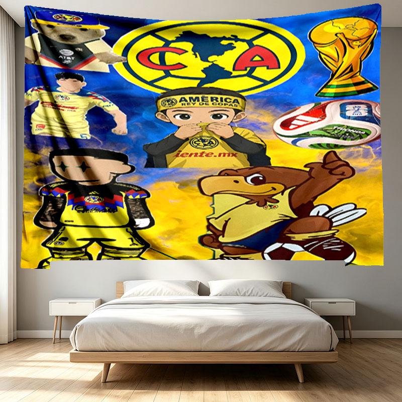 Club America Print Tapestry - Portable Wall Decor Cloth, for Home, Dorm, Travel, Bedroom, Living Room - Ideal Birthday Housewarming Gift