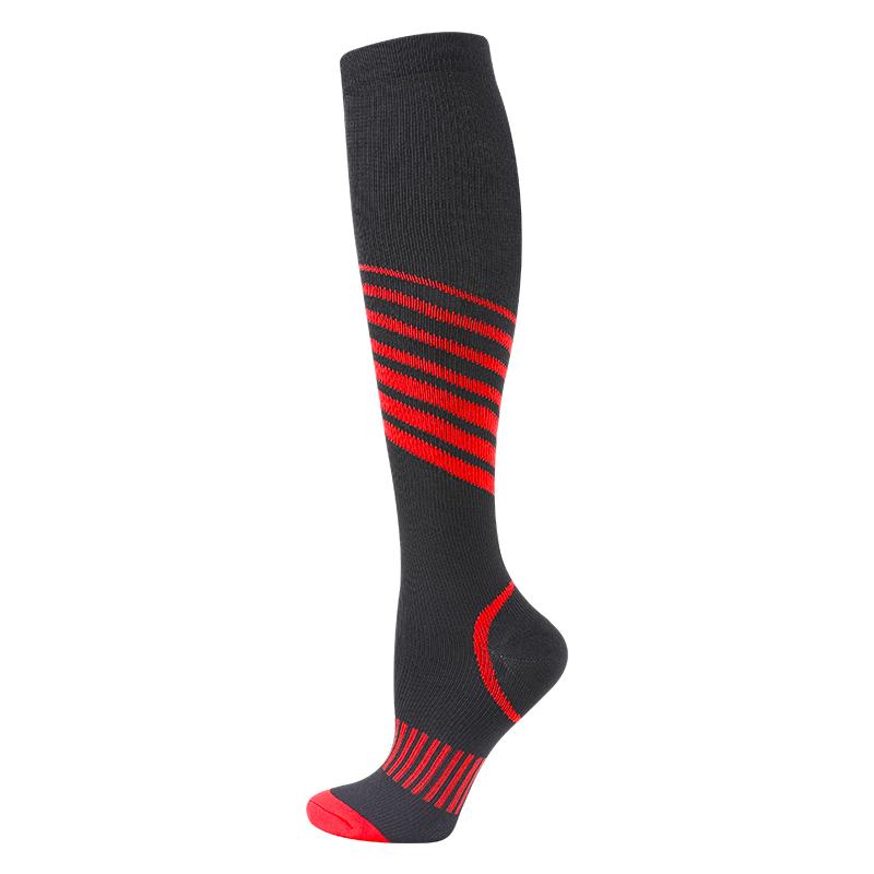Graduated Pressure Forefoot Area Coverings Tube Socks 15-20 Mmhg Unisex Charcoal Black Series Golfs Line Motif Springy Outdoor Prevent Varicose