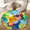 1pc Pokémon Pikachu & Trainer Round Carpet, Office Chair Mat, Non-Slip Rug for Home Decor, Seasonal Gift, Suitable for Office, Living Room