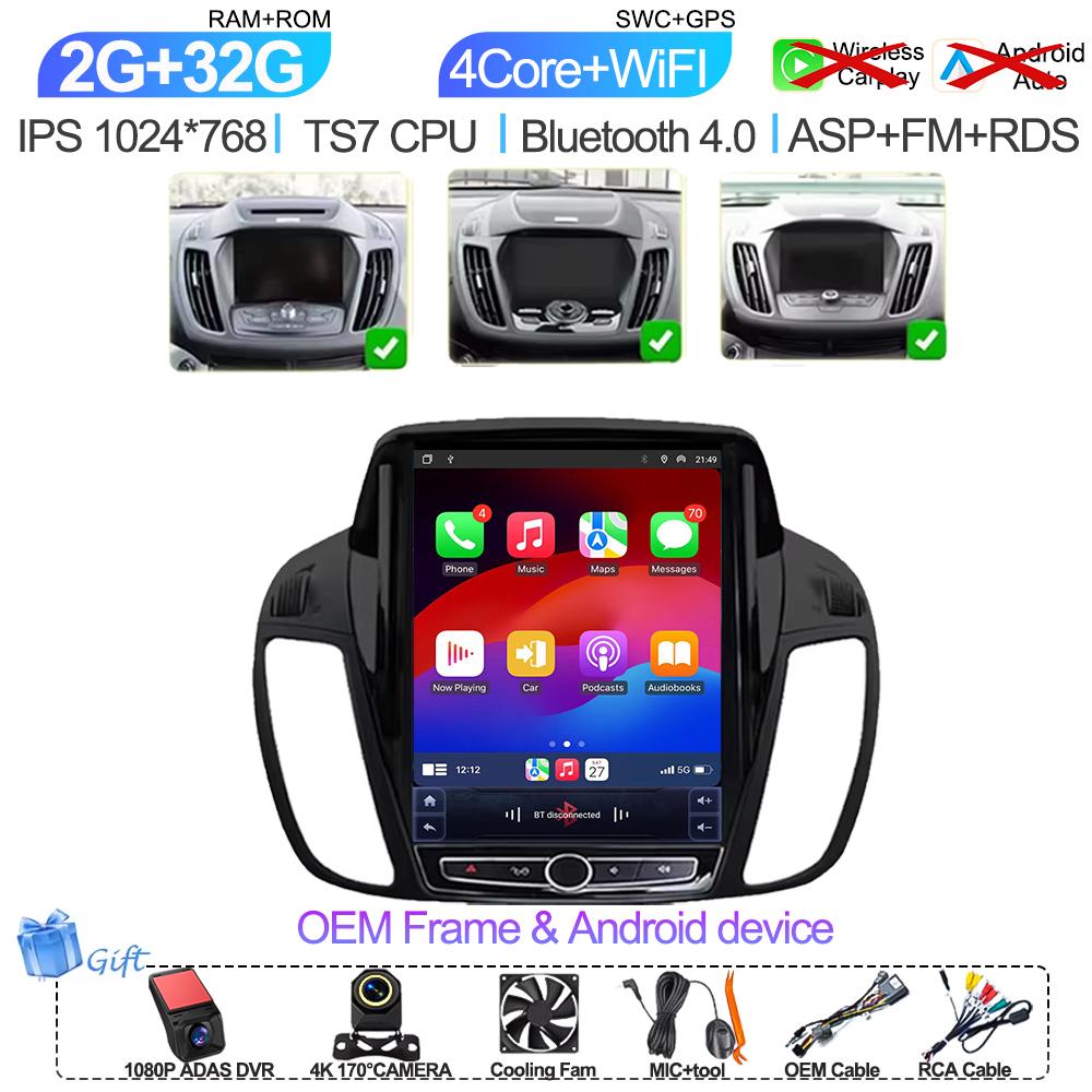pdzh2 9.7 inch Car Android Auto For Ford KUGA C-max Escape 2013 - 2015 Multimedia Player Stereo GPS Navigation Head Unit Touch Screen