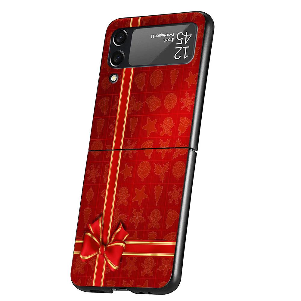 Christmas Santa Claus Present Cover Phone Case For Samsung Galaxy Z Flip 7 6 5 4 3 5G Flip7 Flip6 Flip5 Flip4 Flip3 Black Fundas