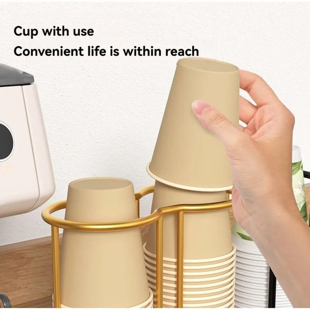 Large Capacity Cup Storage Shelf Metal Cup Storage Rack Organizier Kitchen Paper Cup Holder