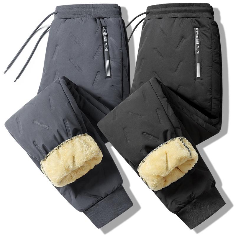 Men's Plus Size Lambswool Winter Pants: Loose, Warm, Fleece-Lined, Thick, Waterproof, Wear-Resistant Sports Outdoor Down Cotton.