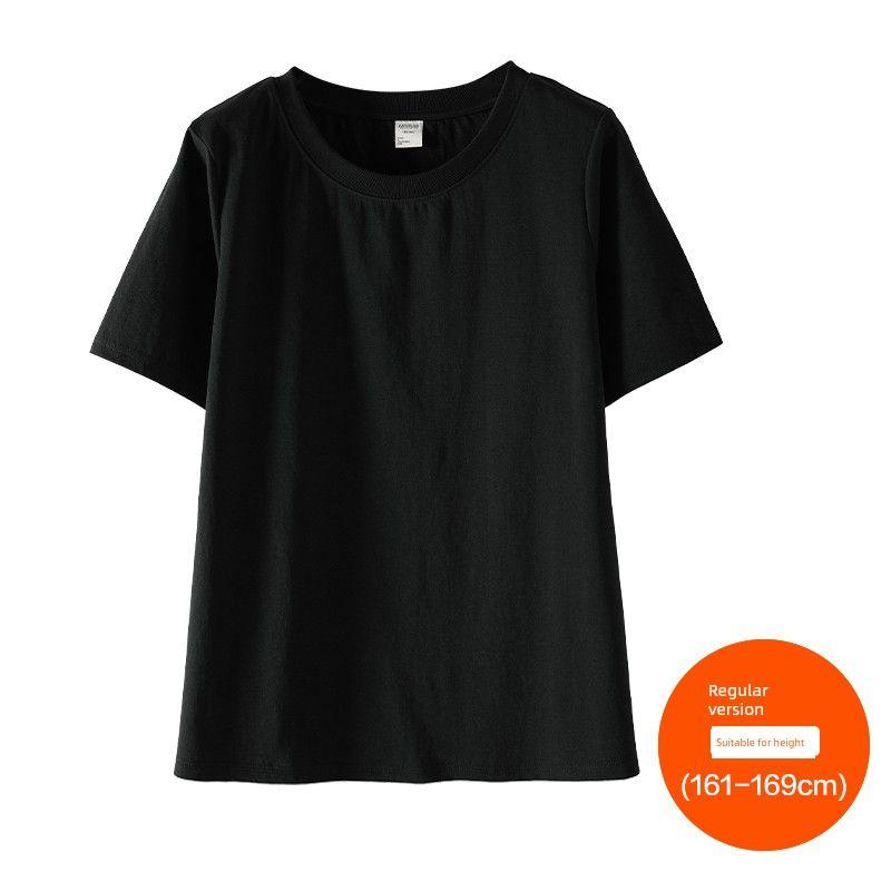 

Plus size women clothing [Cool Feeling Cooling] Quick-Drying Breathable Short sleeve T-shirt Summer Chubby Girl Sports 100.00kg round Neck Top Classic Black (161-169cm) 4XL