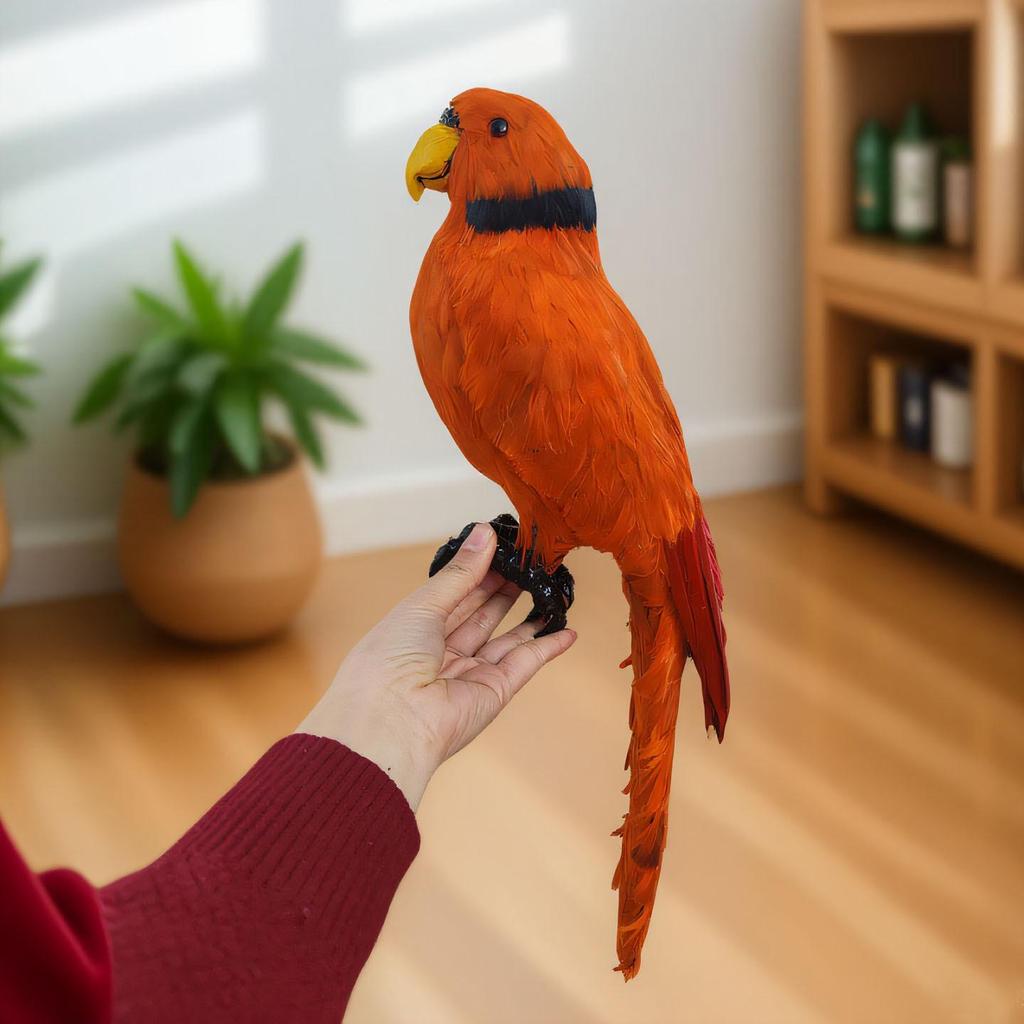 Colorful Large Parrot Decorative Ornament with Feathers