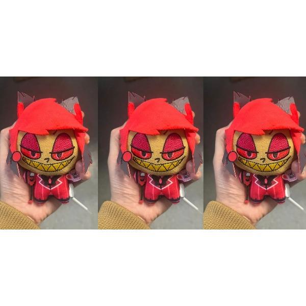 Hot 11cm Hazbin Hotel Alastor Anime Game Peripherals Soft Plush Stuffed Doll Ornament Toy Fans Gift Replica Edition Not Genuine