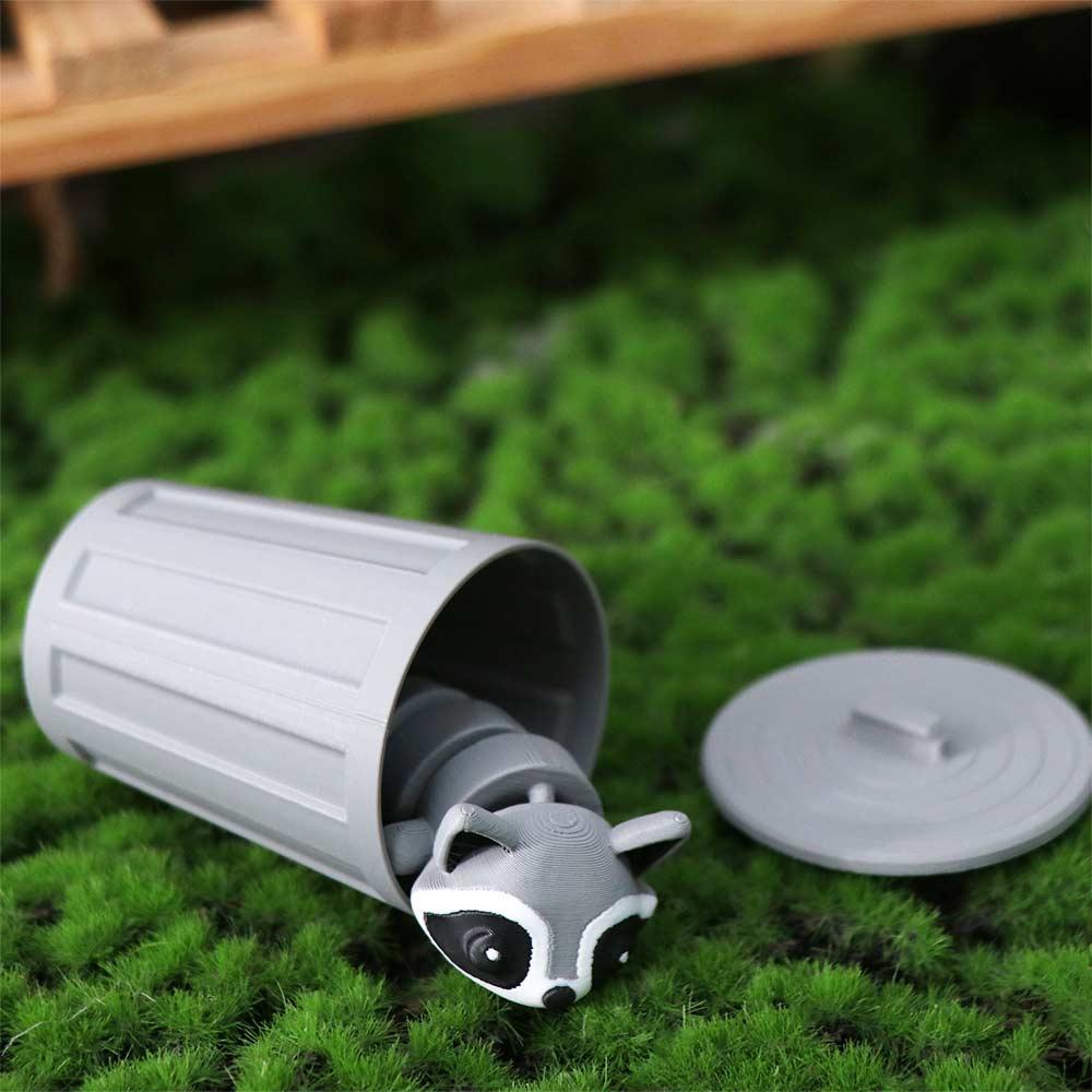Joints Movable Raccoon Bucket Ornaments 3D Printed Articulated Raccoon Toy  For Children's Toys