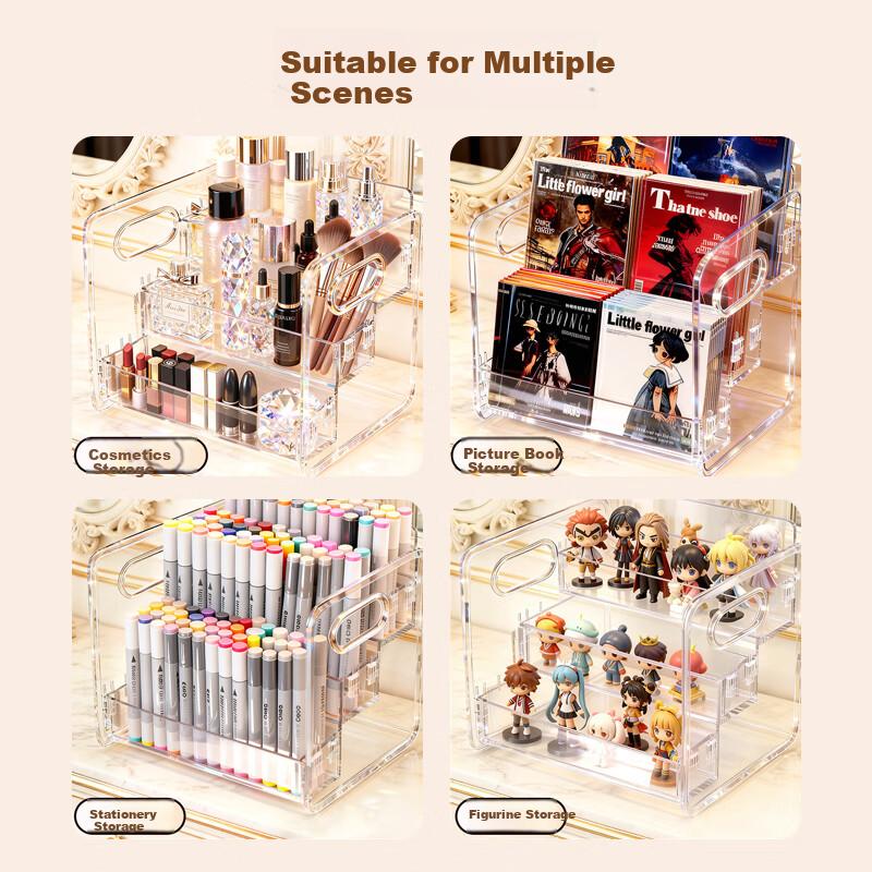 Bingyou Transparent Acrylic Cosmetic Storage Box Desktop Makeup Organizer Staircase Perfume Rack