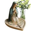 Virgin Mary Rosary Holder Statue Resin Prayer Jesus Rosary Holder Our Lady of Grace Statue Desktop Ornaments Home Decor