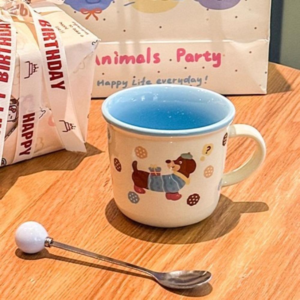 Cute and High-value Cartoon Sausage Puppy Ceramic Mug Couple Pair Cup Girls Birthday Gift Souvenir