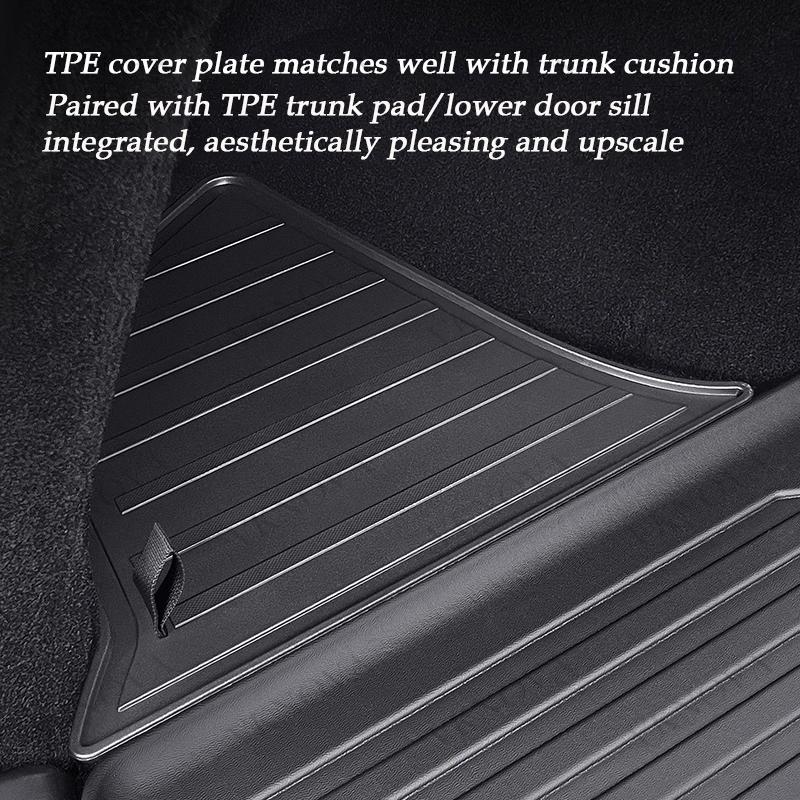 For Tesla Model Y Juniper 2025 Rear Trunk Side Storage Box Cargo Organizer TPE Bin Box Flocking Mat Partition Board Accessories