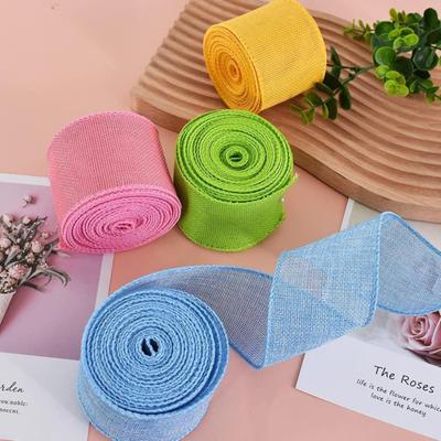 Yousheng 4 Rulo Renkli Kurdele 5m Jüt Telli Kurdeleler Rengi Solmaz El Sanatları Kurdelesi Paskalya Çelengi Hediye Paketleme Düğün Buketleri için Aksesuarlar