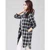 Women's Spring and Fall Plus Size Plaid Shirt Long Casual Shirt Loose Office Shirt