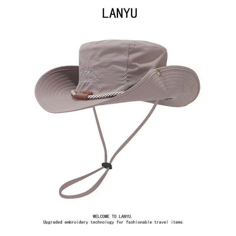 Hat Men's sun hat Sun protection hat Big brim fishing hat Sun hat Summer face hat Outdoor breathable foldable hat