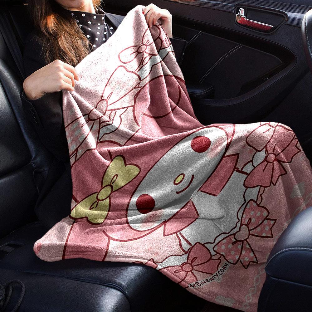 1pc My Melody bow blanket Lightweight Flannel Throw for Sofa Bed Travel Camping Livingroom Office Couch Chair