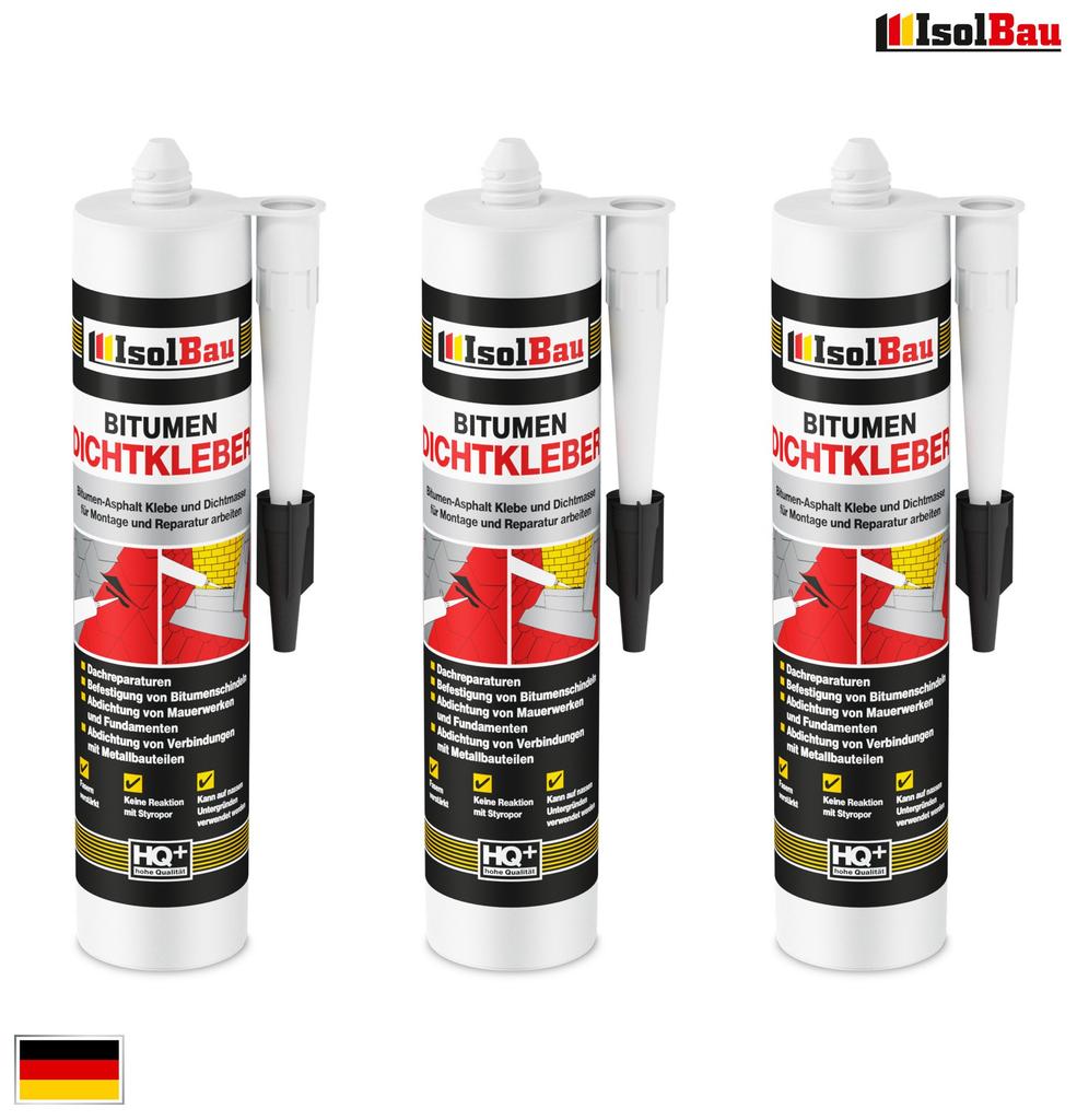 IsolBau Bitumen Adhesive and Sealant Bitumenkleber 3 x 300ml