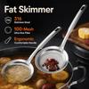 316 Stainless Steel Fat Skimmer Spoon Fine Mesh Grease Foam Removing Oil Dregs Fishing Percolator Fried Food Net Strainer