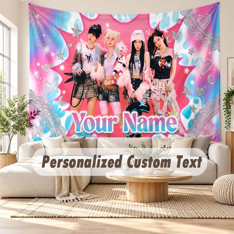 Custom Name Wall Hanging Tapestry,aespa Decorative Backdrop Tapestry For Dorm Home