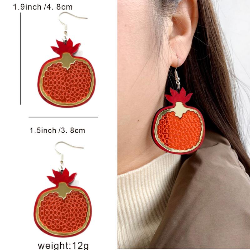 Trendy Funny Fruit Vegetables Acrylic Women's Drop Earrings Cute Strawberry Watermelon Lemon Cherry Dangle Earring Party Jewelry