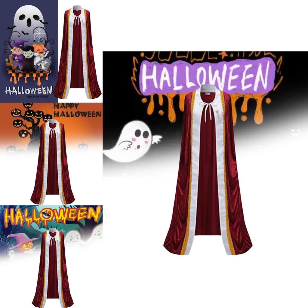 Unisex Velvet Halloween King Cape With Embroidery For Costume Parties