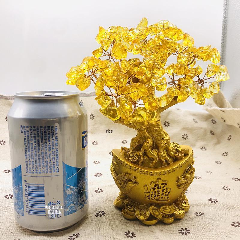 Citrine Money Tree Crystal Ornament - Home Decor & Fortune Gift