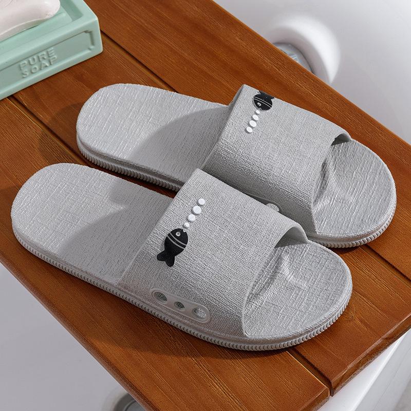 Small Fish Decorated Men's Household Slippers, Non Slip Soft Soled Summer Slippers