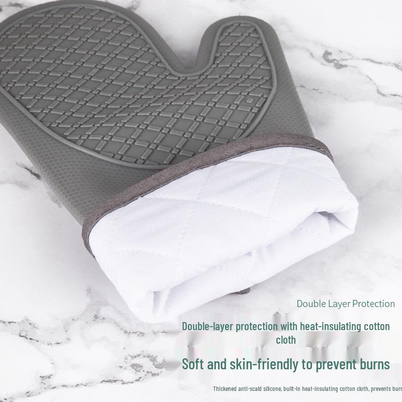 Silicone Anti-Scald Oven Gloves - Heat Resistant, Non-Slip, High-Temperature Kitchen Baking Gloves