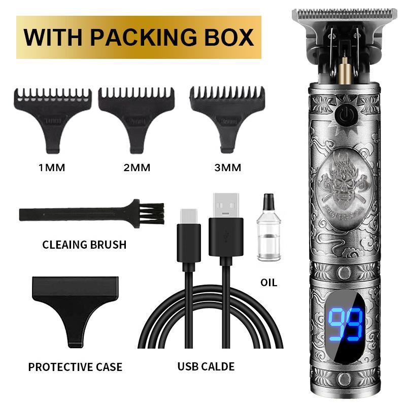 New Hair Clipper LCD Digital Display Household Hair Clipper Retro Oil Head Electric Clipper T9 Beard Carving Small Clipper Electric