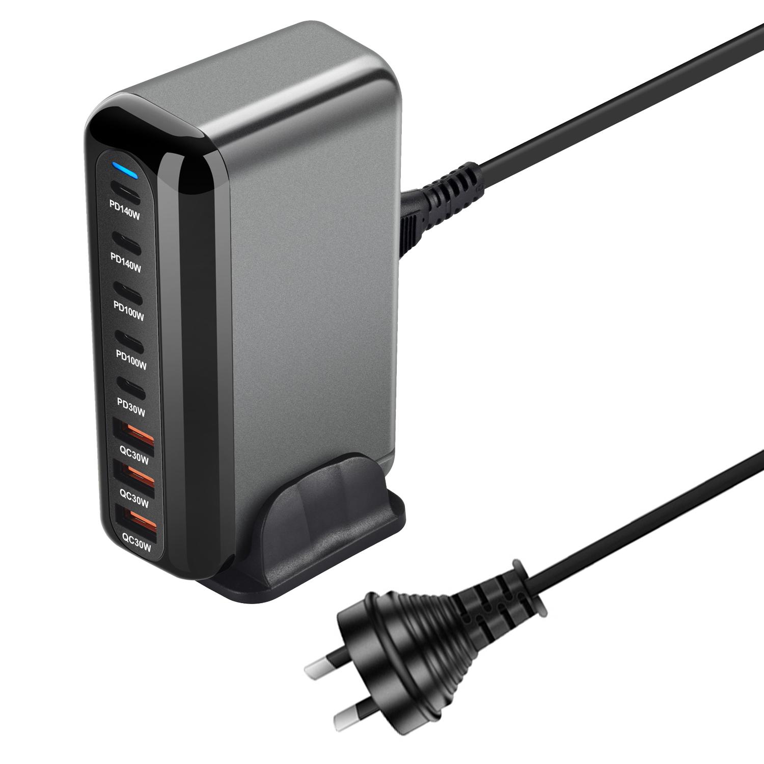 

600 Вт GaN зарядное устройство USB C Fast Desktop 8-портовый USB Type C PD 3.1 быстрая зарядка USB 3.0 Type C быстрое зарядное устройство для iPhone16 15 Samsung AU plus