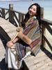 Winter Women Scarf Layers Poncho Elegant Retro Striped Print Wraps Shawl Casual Warm Hairy Scarve Capa Para Mujer Pashmina Cloak
