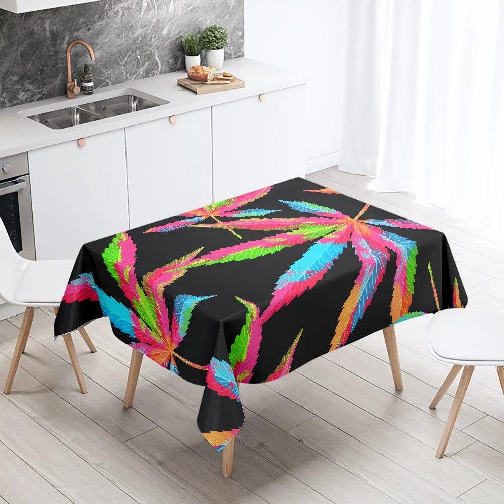 Psychedelic Colorful Leaf Tablecloth Rectangle  Wedding Party Decoration Restaurant Table Kitchen Home Decor