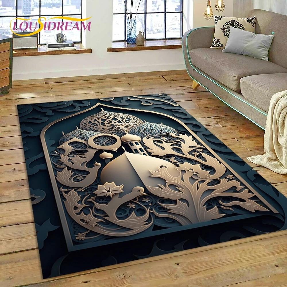 Tappetino in poliestere con mandala per preghiera musulmana islamica, ideale per soggiorno, camera da letto e decorazione per la casa, antiscivolo, perfetto come regalo per il divano.
