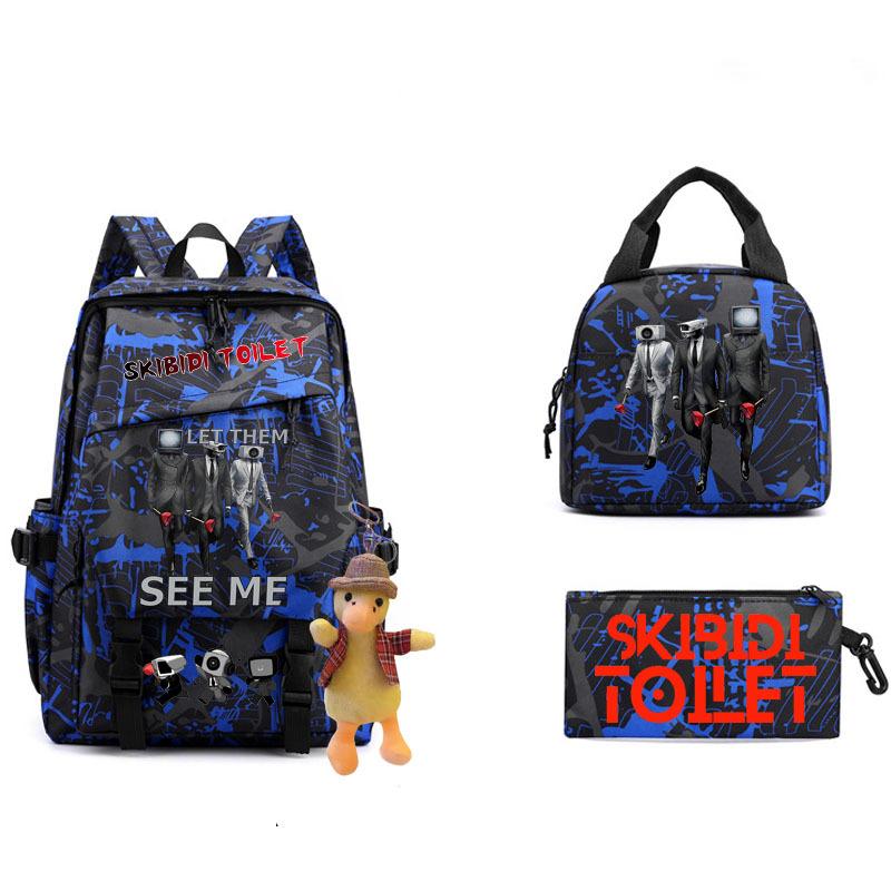 2023 Cross-border New Product Skibidi Toilet Man Spoof School Bag Elementary School Student Backpack Satchel Pencil Bag