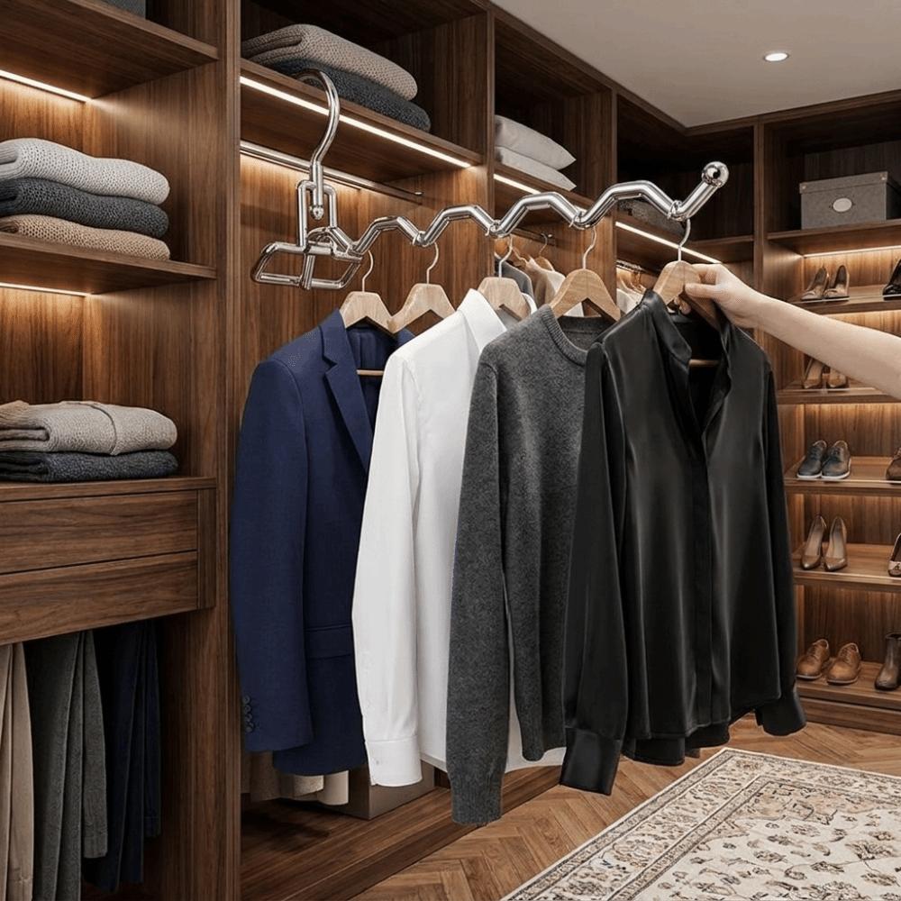 2Pcs Multi-function Clothes Hanger Portable Stainless Steel Coat Hanger Clothes Drying Rack  Indoor