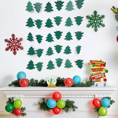 Green Christmas Tree Hanging Garland Festive Paper Christmas Tree Ornaments DIY Woodland Theme Hanging Backdrop Decor