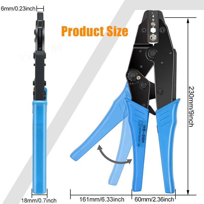 Coaxial Ratchet Crimp Tool Kit for Coaxial RG Cable RF Connectors with 5 Replaceable Dies