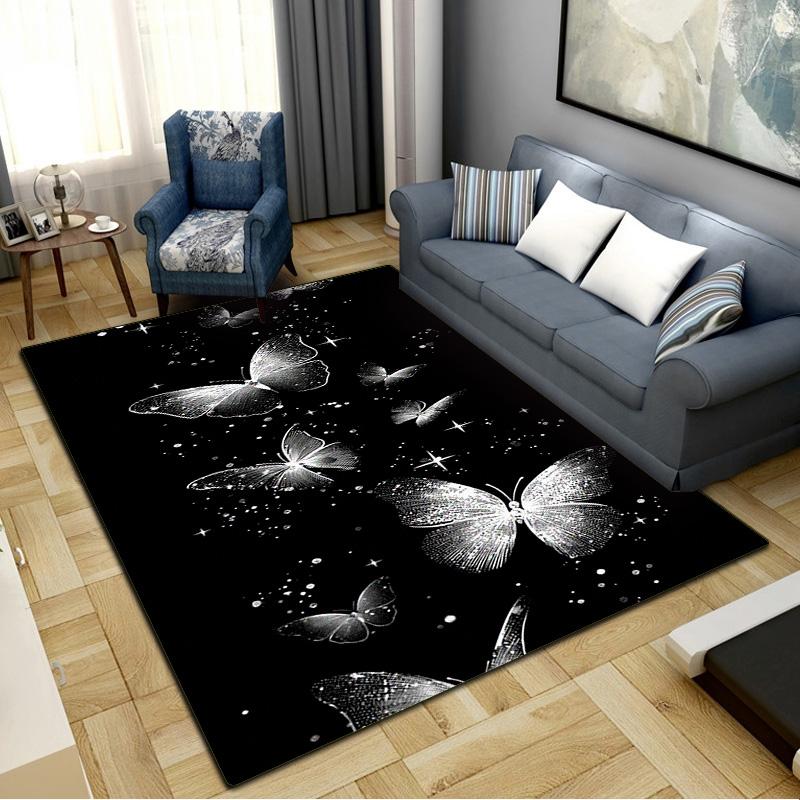 Butterflies Carpet Rug for Living Room Bedroom Home Sofa Decoration,Kids play Non-slip Floor Mat