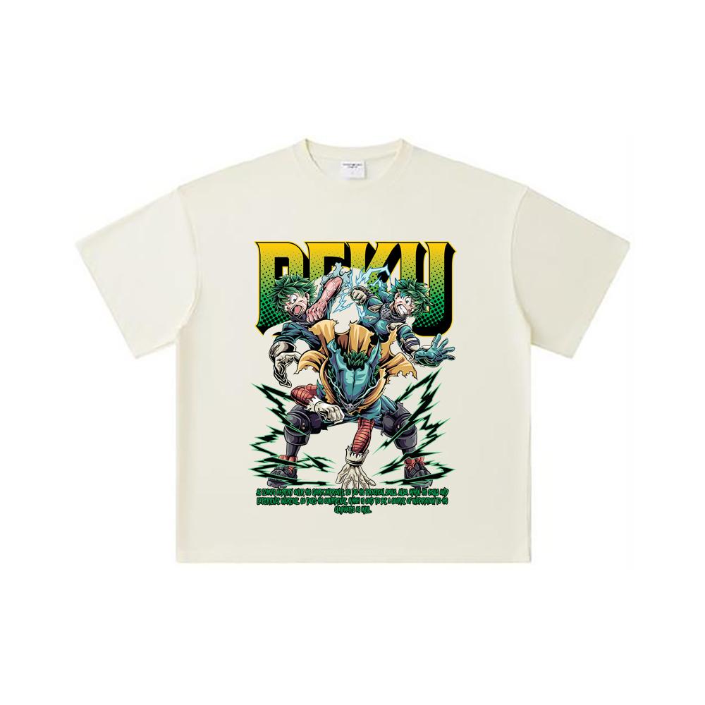 260 GSM Double Yarn 32 Count 100% Cotton My Hero Academia V15 Deku Print Unisex Heavy Cotton T Shirt